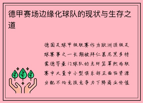 德甲赛场边缘化球队的现状与生存之道